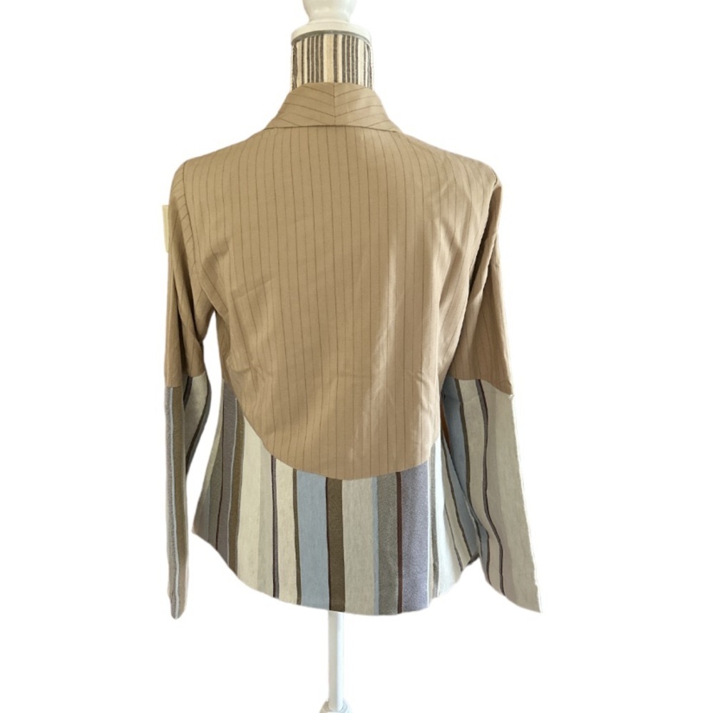 LAURIE Felt Los Angeles, Double Stripe Blazer Jacket, Beige Brown Blue - Picture 2 of 7